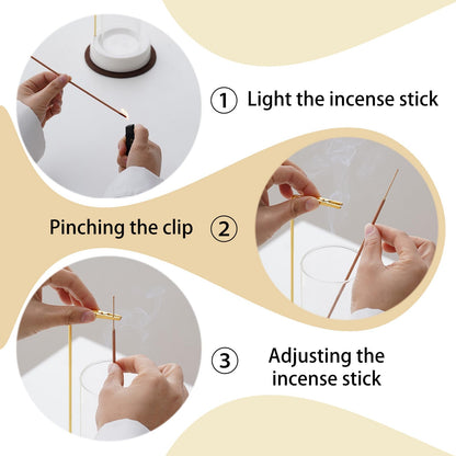 Ceremony Incense Holder, Wooden Incense Holder for Sticks with Glass Ash Catcher, Anti-ash Incense Burner with 20 Incense Sticks and a Ash Brush for Meditation Yoga Spa Room Decor