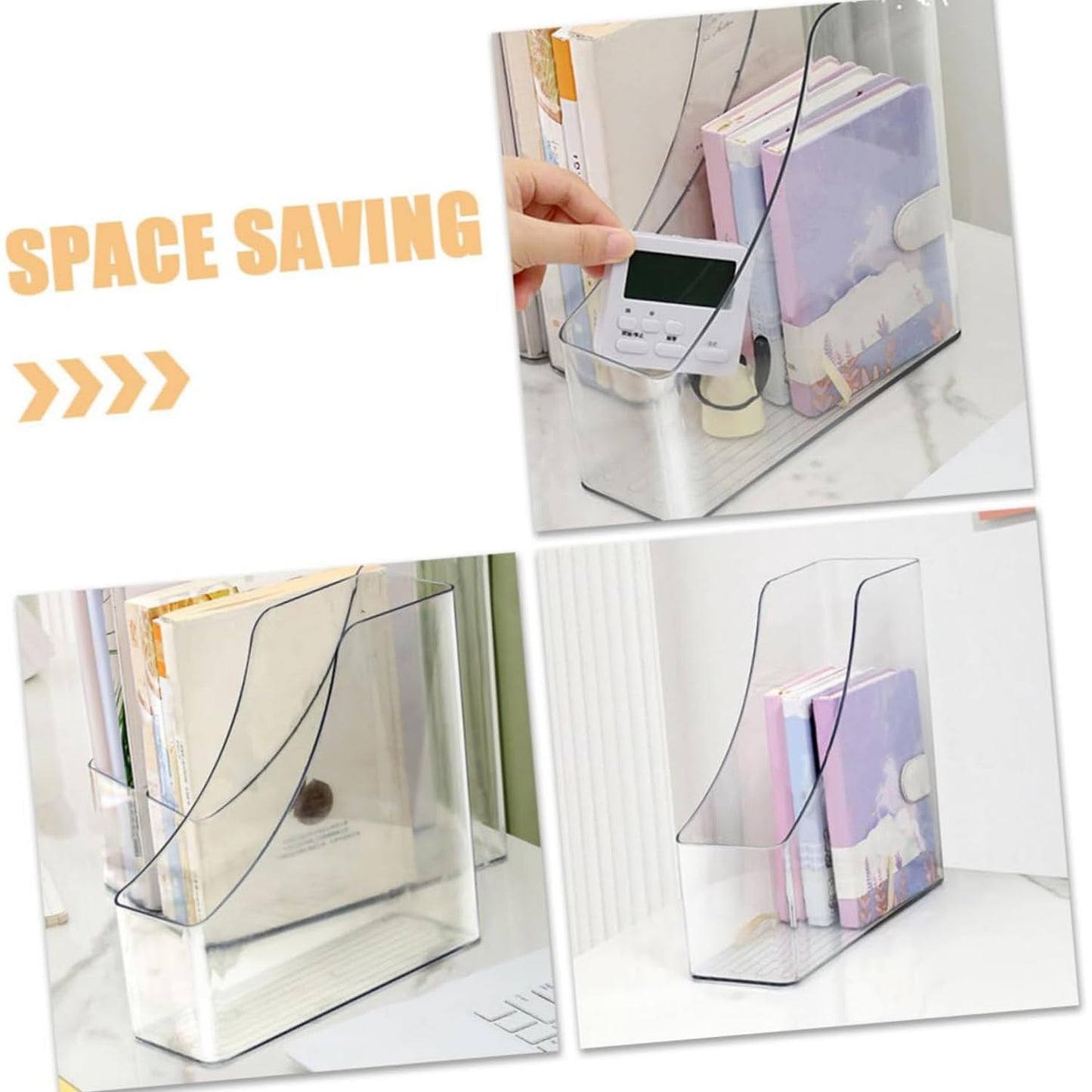 Yharnamite 2 Pcs Acrylic Magazine File Holder, Desk Organizer, Book Storage Shelf, Folder Holder, Clear Magazine Rack for Home, Office, School