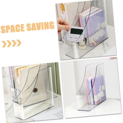 Yharnamite 2 Pcs Acrylic Magazine File Holder, Desk Organizer, Book Storage Shelf, Folder Holder, Clear Magazine Rack for Home, Office, School