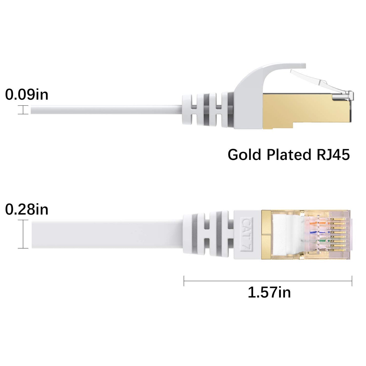 BUSOHE CAT8 Ethernet Cable 50ft, High Speed Flat Internet Computer Patch Cord, 40Gbps 2000Mhz Faster Than Cat7/Cat6/Cat5, RJ45 Flat Cable Shielded in Wall, Indoor/Outdoor