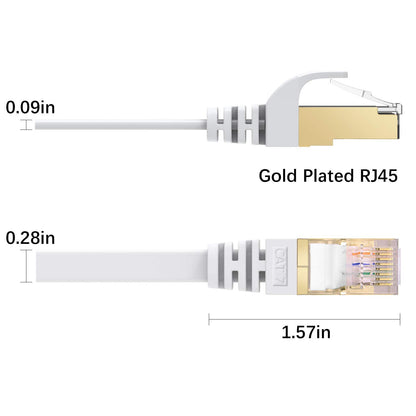BUSOHE CAT8 Ethernet Cable 50ft, High Speed Flat Internet Computer Patch Cord, 40Gbps 2000Mhz Faster Than Cat7/Cat6/Cat5, RJ45 Flat Cable Shielded in Wall, Indoor/Outdoor