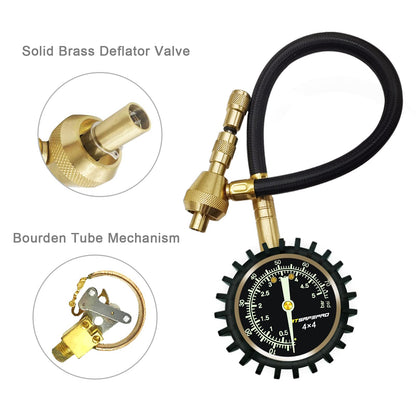 ATsafepro Tire Deflator Gauge, Tire Pressure Gauge with Special Chuck for 4X4 Large Offroad Tires, 2 in1 Professional Tire Deflator Gauge 75PSI