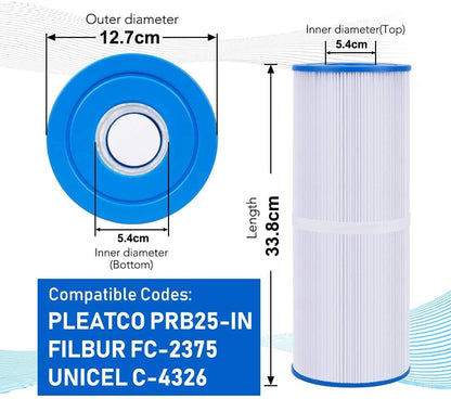 POOLPURE Hot Tub Filter, Replacement for Unicel C-4326, Pleatco PRB25-IN Filbur FC-2375, Guardian 413-106, FC-2370, 3005845, 17-2327, 100586, 33521, 25392, 817-2500, 5X13 Drop in Spa Filter, 1 Pack