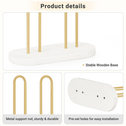 Dahey Scrunchie Holder Hair Tie Organizer Stand 2 Tier Modern Metal Hair Accessories Organizer Storage Display Jewelry Scrunchy Holder for Girls, Gold