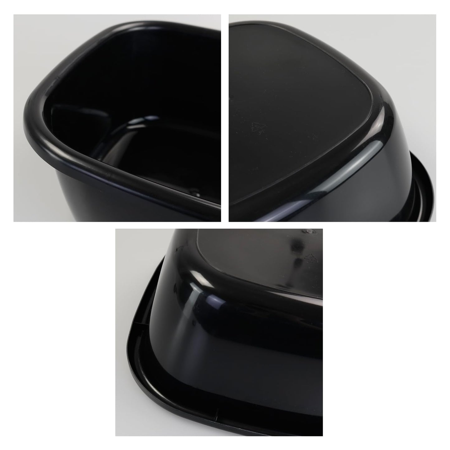 Qskely 3 Packs Plastic Wash Basin, 12 Quart Dish Tub, Black
