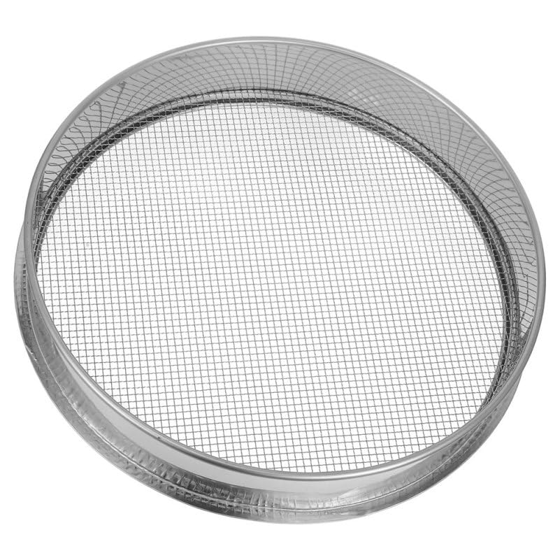 Veemoon Stainless Steel Garden Soil Sieve. Soil Classifier Sifter Round Planter Sand Screen Pan - 2mm Mesh Sifter Pan for Potting Compost and Sand Rock Sifting Filtration (9.8 Inch)