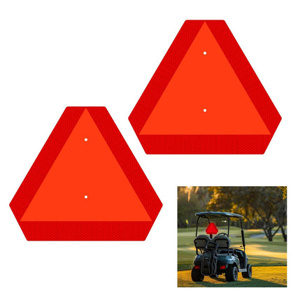 AEIMIAIDE 2 Pack Slow Moving Vehicle Sign, Aluminum Slow Moving Vehicle Triangle Signs, 14”x 16” Orange base with Reflective border for Golf Cart, Farm Tractors, Trailers, Outdoor