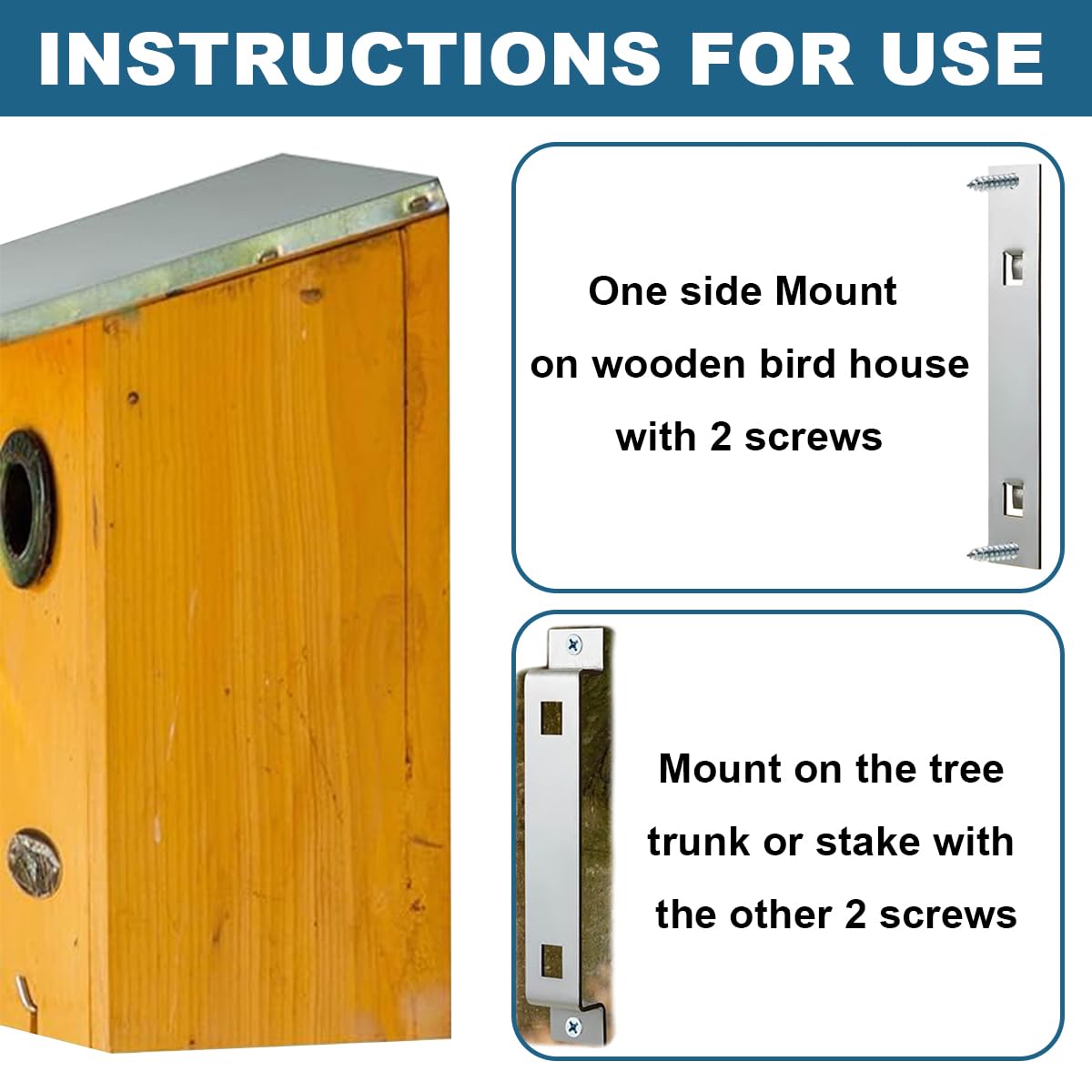 Bird House Hanging Brackets, Galvanized Steel, 4 Sets with Screws, Rust-Proof Mount for Feeders and Nesting Boxes