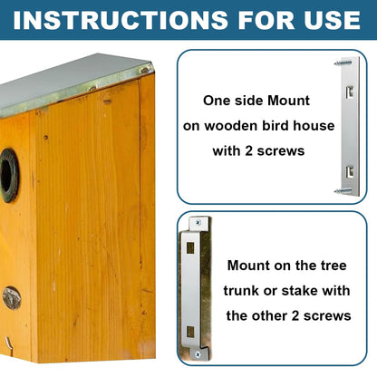 Bird House Hanging Brackets, Galvanized Steel, 4 Sets with Screws, Rust-Proof Mount for Feeders and Nesting Boxes