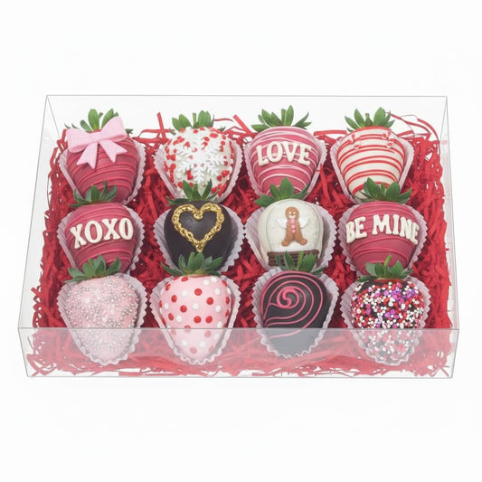 RomanticBaking 20Pcs 10x7x2Inch Clear Chocolate Covered Strawberries Boxes Cookies Boxes Chocolate Truffle Boxes Bakery Boxes Cakesickle Macaron Treat Boxes for Christmas Valentine's Mother's Day