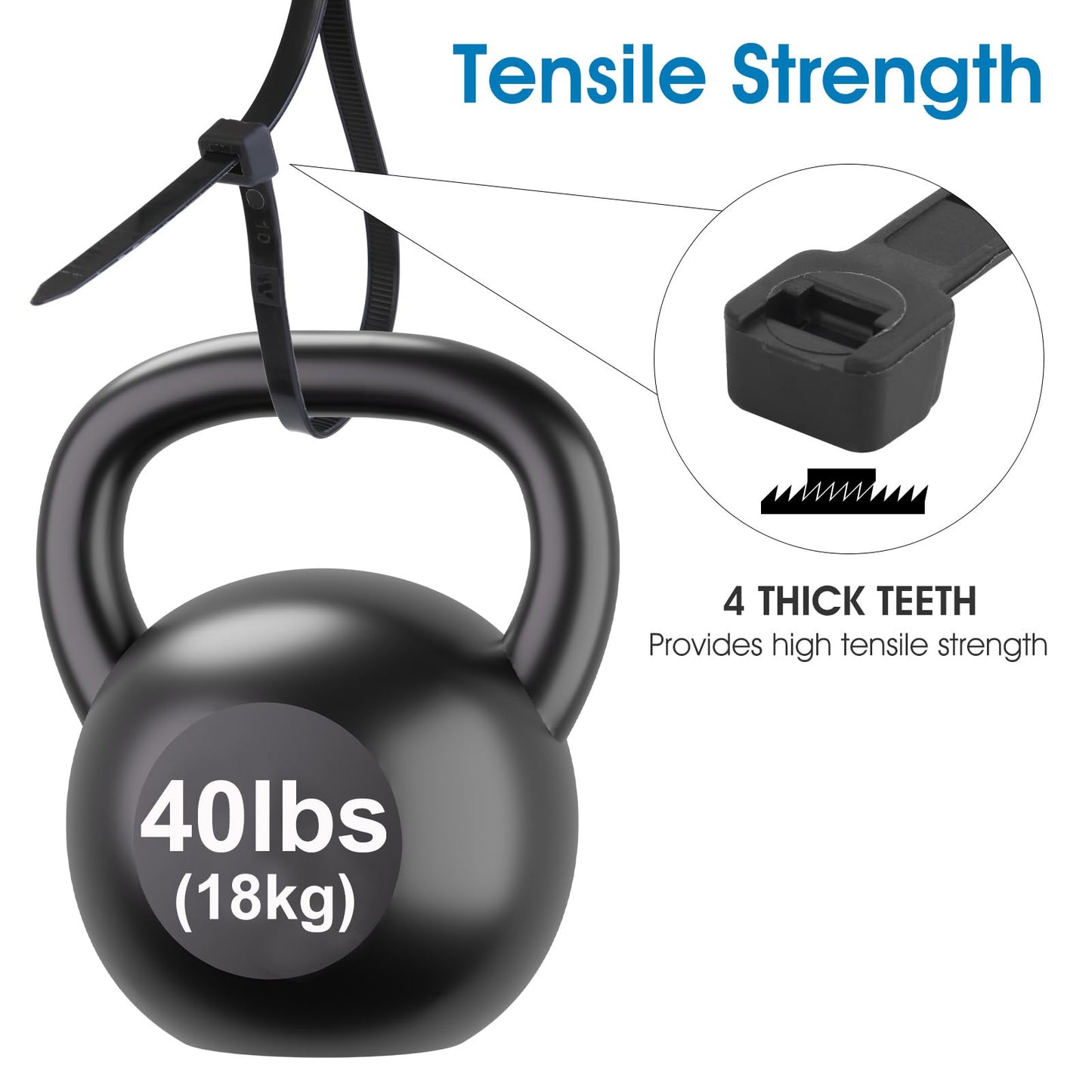 1000 Pack Zip Ties, 8 inch Cable Ties Black, Long Plastic Tie Wraps, Tensile Strength 40lbs, Cable Management Self-Locking Heavy Duty Nylon Wire Ties UV Resistant for Outdoor and Indoor