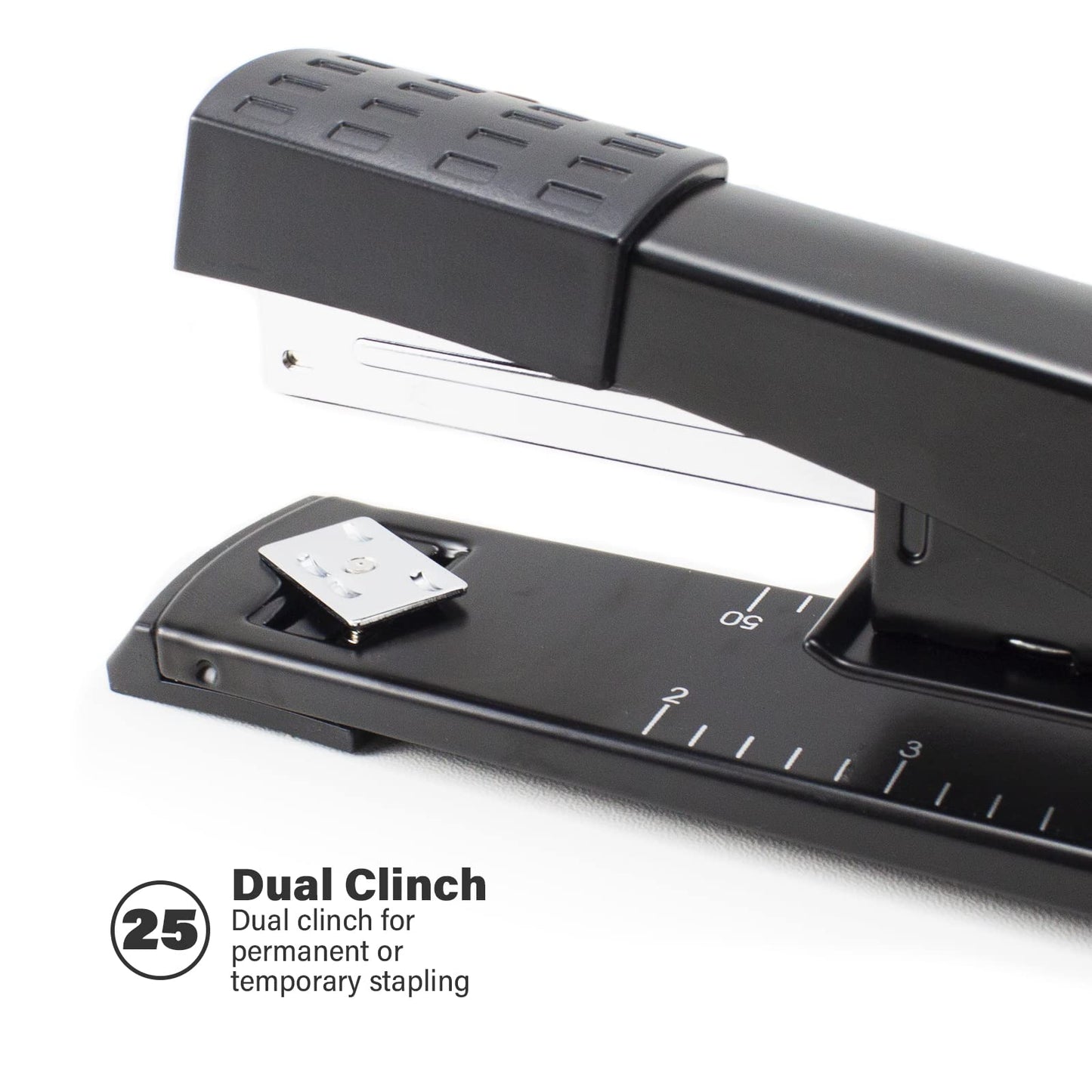 Deli Long Reach Stapler, Booklet Stapler with Jam Resistant, 25 Sheet Capacity, Long Arm Standard Stapler for Booklet, Book Binding, Art Journaling, Black, Gifts