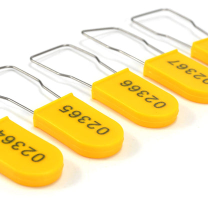 100 PCS Plastic Wire Padlocks, Numbered Plastic Padlocks Security Seals Electric Meter Seal Disposable Anti-Tamper Locks, Yellow