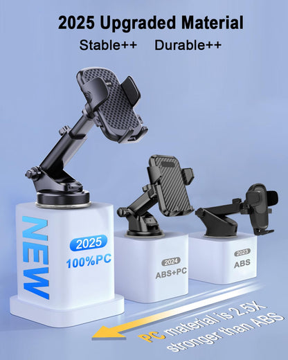 [Ultra-Stable] Car Phone Holder【2026 Strongest Suction & Hook】Cell Phone Mount for Dashboard Windshield Vent,Mobile Stand Base Truck Cradle for iPhone 17 Pro Max 16 15 14 13 12 Samsung S25 S24 Android