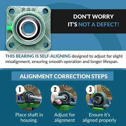 PGN UCF204-12 Pillow Block Bearing - Pack of 2 Square Flange Mounted Pillow Block Bearings - Chrome Steel Bearings with 3/4" Bore - Self Alignment