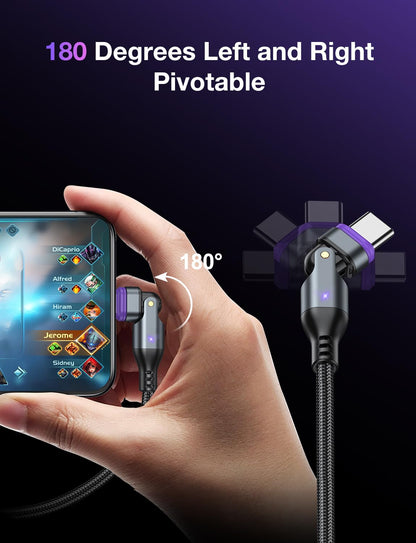 AUFU 16PIN Magnetic USB C Charging Cable (3Pack, 3.3/6.6/6.6ft), 180° Rotation Magnetic Charging Cable/Magnetic USB C Cable/Magnet Phone Charger/Date Transfer Cable for 1Phone16/15/Tablet/Laptop
