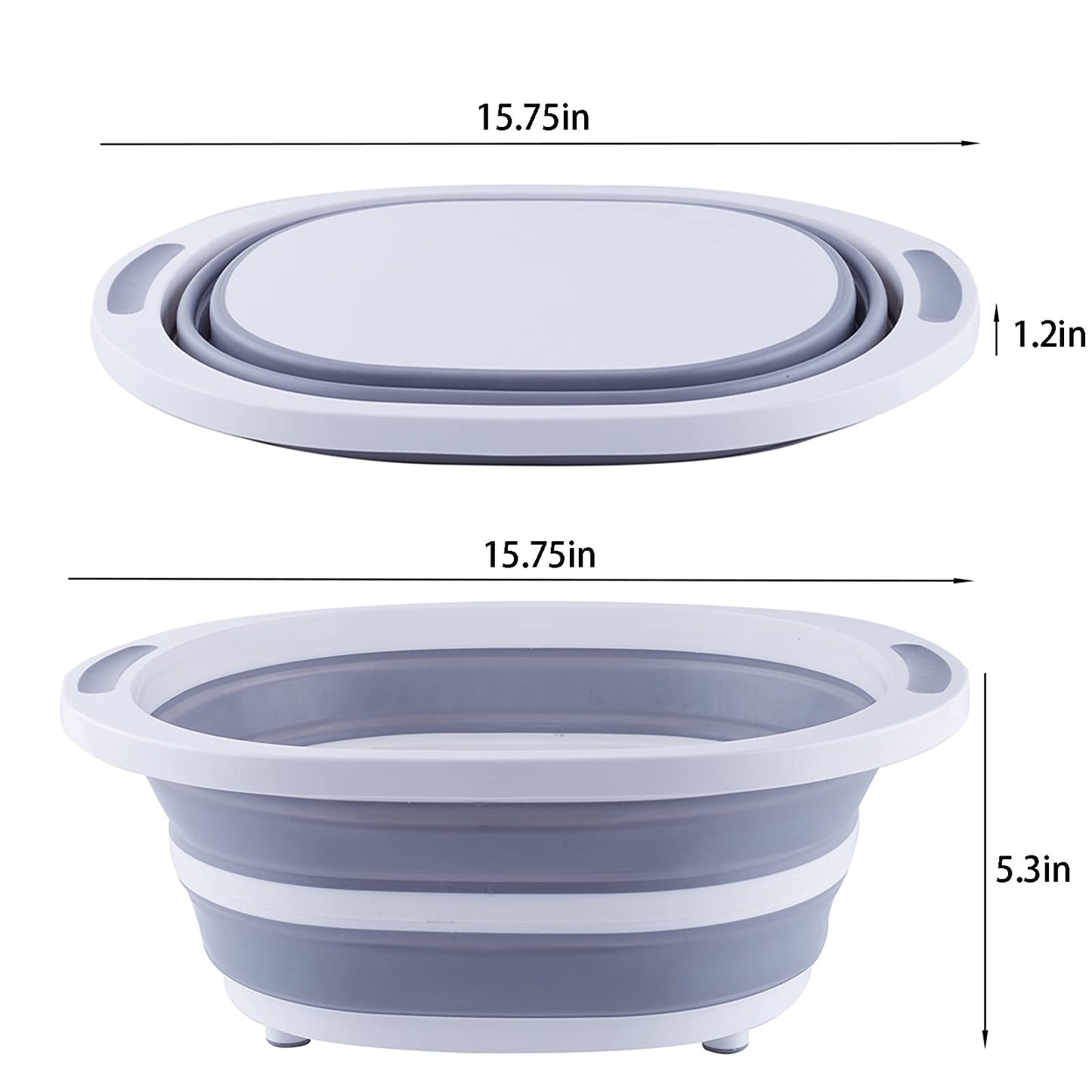 AAKitchen Collapsible Portable Wash Basin and Chop Board Sink for RV Trailers Camping - Foldable Dishpan Tub