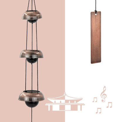 Temple Wind Chime, Red Copper Wind Chimes with 3 Bells, Feng Shui Wind Chimes for Home Yard Outdoor Decoration, A Great Memorial Wind Chime for Someone Who Loves Peace