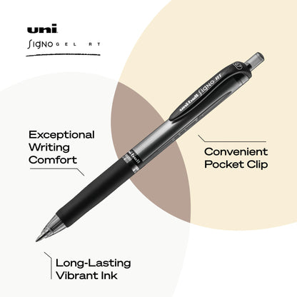 uni-ball Signo RT Rollerball Gel, Gel Retractable Roller Ball Pen Medium-0.7mm, 12 Pack, Black Ink (65940)