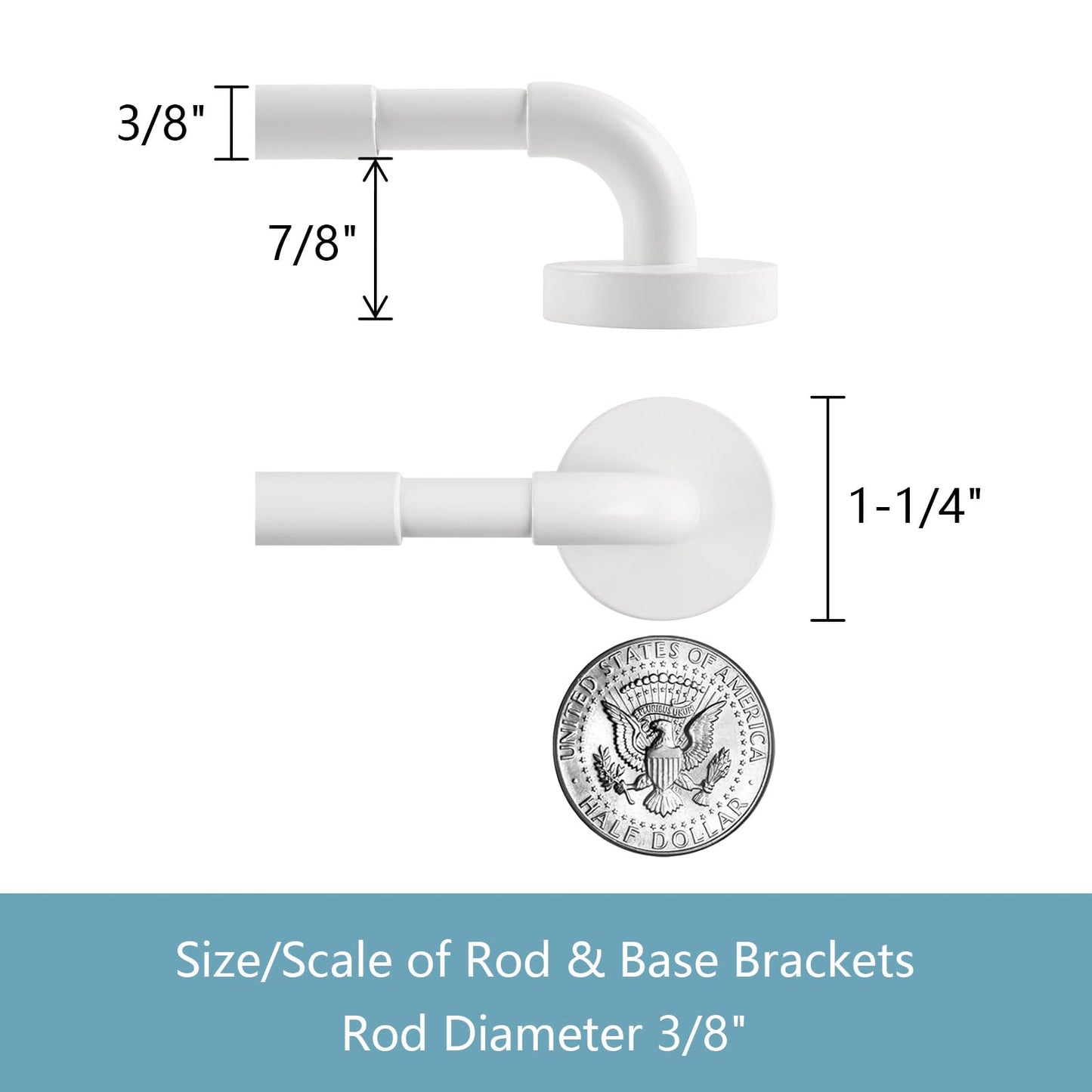 TYRON 2 Pack Magnetic Curtain Rod for Metal Doors Adjustable 18-30 Inch, 3/8 in. Diameter, French Door Magnetic Curtain Rods, Magnetic Cafe Curtain Rod(White)