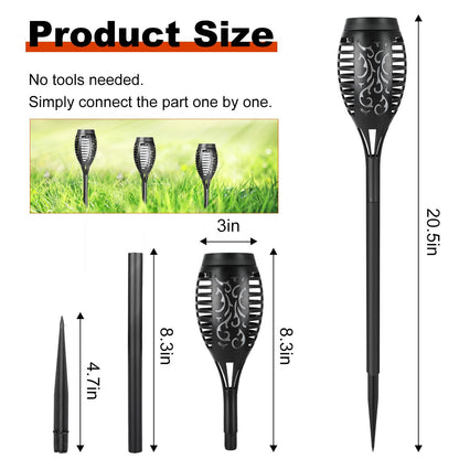 Solar Torch Lights, 6 Pcs Solar Lights Outdoor Waterproof, Auto On/Off Outdoor Solar Lights with Flickering Flame for Garden, Lawn, Patio, Yard, Outdoor Decorations