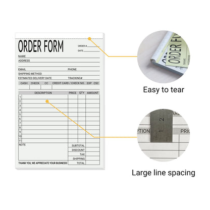 suituts 6 Pack Sales Order Books Work Order Form Pads, 2 Part Carbonless, 5.5 x 8.5 Inch Invoice Receipt Book for Business(50 Sets Per Book)