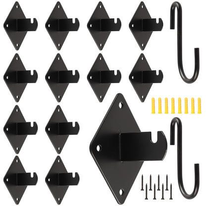 WENHUALI Gridwall Mount Brackets, 12 Pcs Grid Wall Accessory with Screws and 2 Pcs S Hooks for Wall Grid Panels, Perfect for Clothing Stores, Retail Displays, Home Wall Organization (Black)