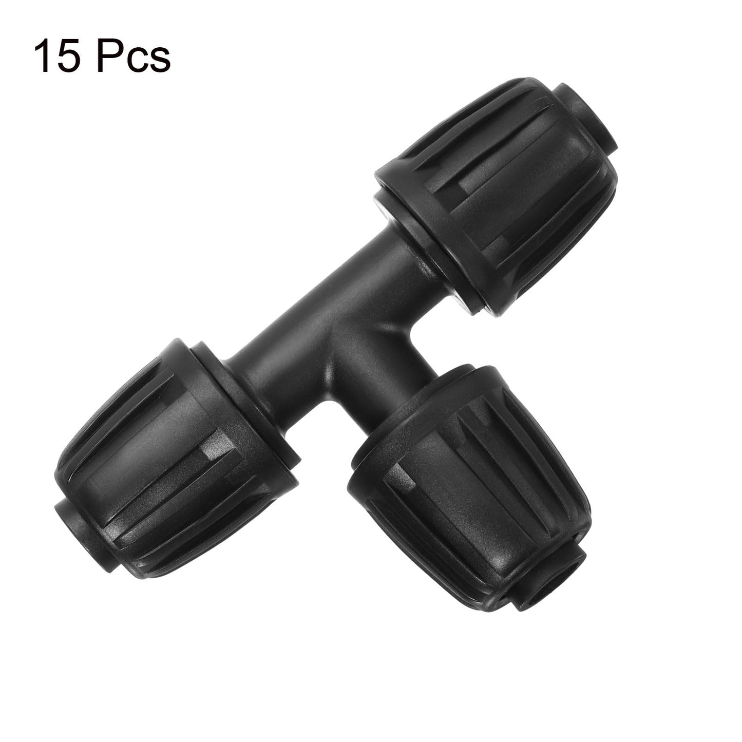 uxcell 15Pcs 1/2" Drip Irrigation Fittings Lock Barbed Tee Connectors for 1/2 Inch Tubing (16mm OD) Drip Tubing Barbed Connectors for Irrigation Tubing