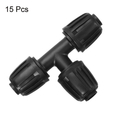 uxcell 15Pcs 1/2" Drip Irrigation Fittings Lock Barbed Tee Connectors for 1/2 Inch Tubing (16mm OD) Drip Tubing Barbed Connectors for Irrigation Tubing