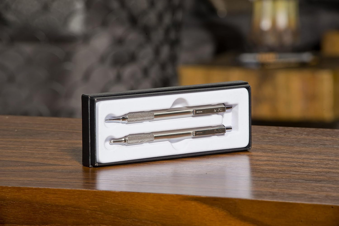 Zebra Pen M/F 701 Stainless Steel Mechanical Pencil and Ballpoint Pen Set, Fine Point, HB Lead and Black Ink, Ideal for Tactical Use, 2-Pack Gift Set (10519)