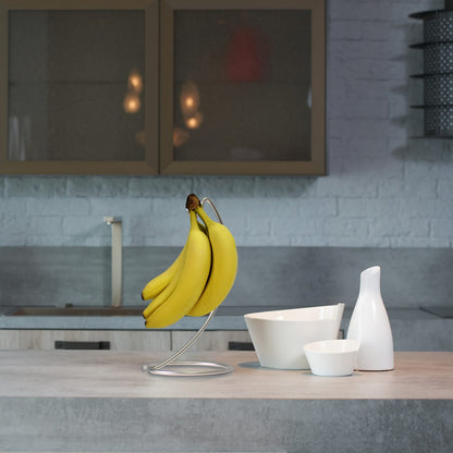 Blue Donuts Banana Hanger Modern Banana Holder Tree Stand Hook for Kitchen Countertop, Kitchen Accessories, Satin Nickel Banana Stand