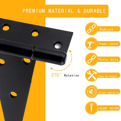 12PCS T-Strap Hinges Gate Door Hinges 6 Inch Strap Heavy Duty Shed Door Hinges Rustproof Steel Gate Hinges with Screws for Barn Doors, Sheds, Wooden Fences, Cabinets & Outdoor Use