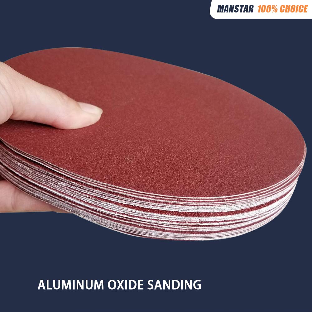 30 PCS 8-Inch Assorted PSA Aluminum Oxide Sanding Disc,NO-Hole Self Stick