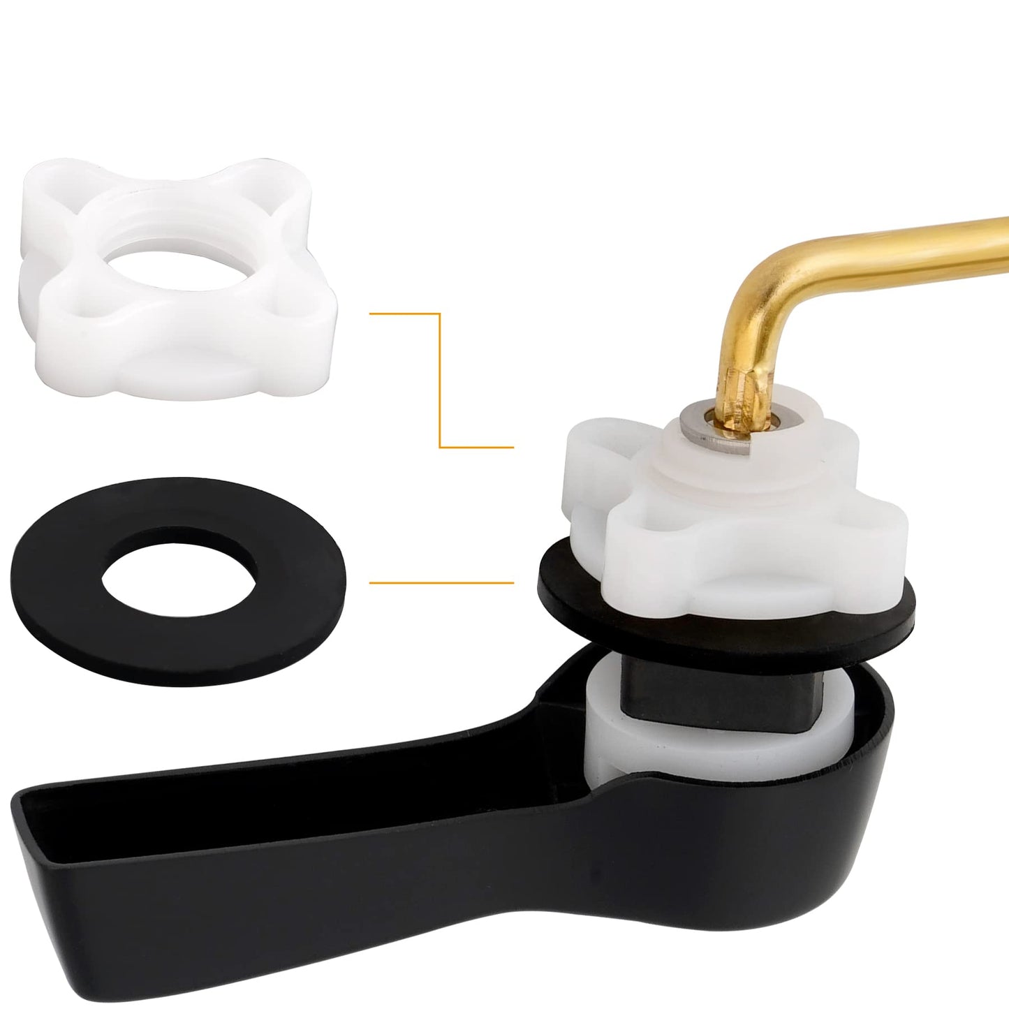 Universal Front Mount Toilet Handle Tank Flush Lever Replacement Handle with Stainless Steel Flapper Chains for Most Front Mount Toilets - Matte Black Finish Toilet Handle