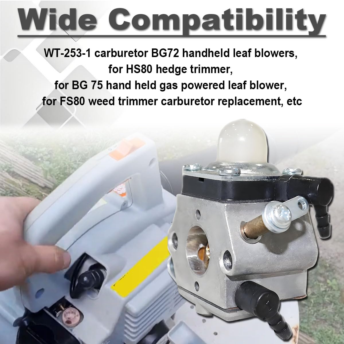 Qiuwanzia WT-253 Carburetor for Stihl BG72 BG75 HS80 FS80 FS85 BG4227 Leaf Blowers Replace WT 253, 4227 120 0600, 42271200600 with 4137 124 2800 Air Filter Pre Filter
