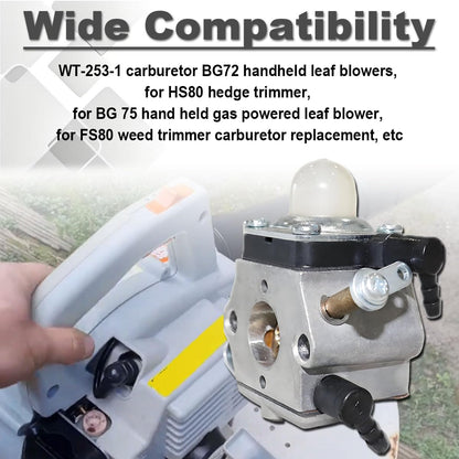Qiuwanzia WT-253 Carburetor for Stihl BG72 BG75 HS80 FS80 FS85 BG4227 Leaf Blowers Replace WT 253, 4227 120 0600, 42271200600 with 4137 124 2800 Air Filter Pre Filter