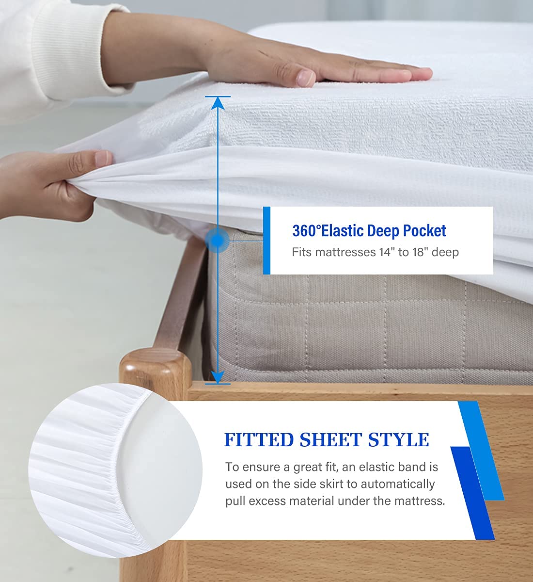Queen Mattress Protector,Mattress Cover Queen Size Bed, Waterproof Mattress Protector Queen Size Noiseless Queen Mattress Cover Soft Breathable Terry for Pets Kids Adults 60" x 80"