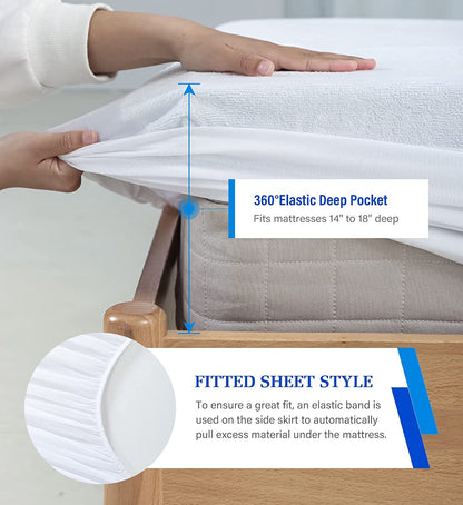 Queen Mattress Protector,Mattress Cover Queen Size Bed, Waterproof Mattress Protector Queen Size Noiseless Queen Mattress Cover Soft Breathable Terry for Pets Kids Adults 60" x 80"