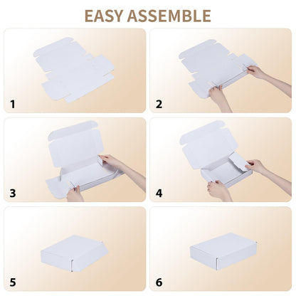 RLAVBL 9x6x2 Shipping Boxes Set of 25, All White Corrugated Cardboard Box for Packing, Mailing