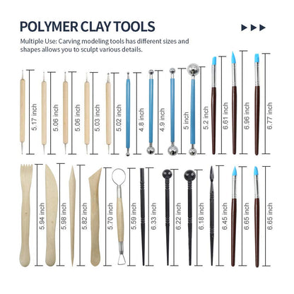 Anxingo 24 in 1 Pottery & Clay Sculpting Tools with Assorted Shape Size DIY Clay Modeling Tool Set for Adult Teen Lover