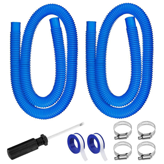 2 pcs Swimming Pool Replacement Hose 59 Inch Long 1.25 Inch Diameter,Compatible with Filter Pump 300GPH, 330 GPH, 530 GPH, and 1,000 GPH (Blue 2Pack)