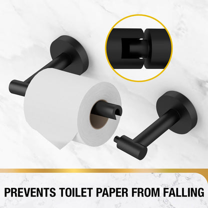 HITSLAM Toilet Paper Roll Holder Matte Black, 2 Pack Double Post Pivoting Toilet Paper Holder Wall Mount, SUS304 Stainless Steel Toilet Tissue Holder, Bathroom Accessories for Kitchen, Washroom