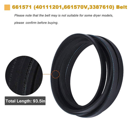 4392067 Dryer Repair Kit Compatible with Whirlpool Maytag Kenmore, Replaces 4392067VP PS373088 AP3109602, 27 Inch Dryer Repair Kits Include 279640 Idler Pulley W10314173 Drum Roller 661570 Belt