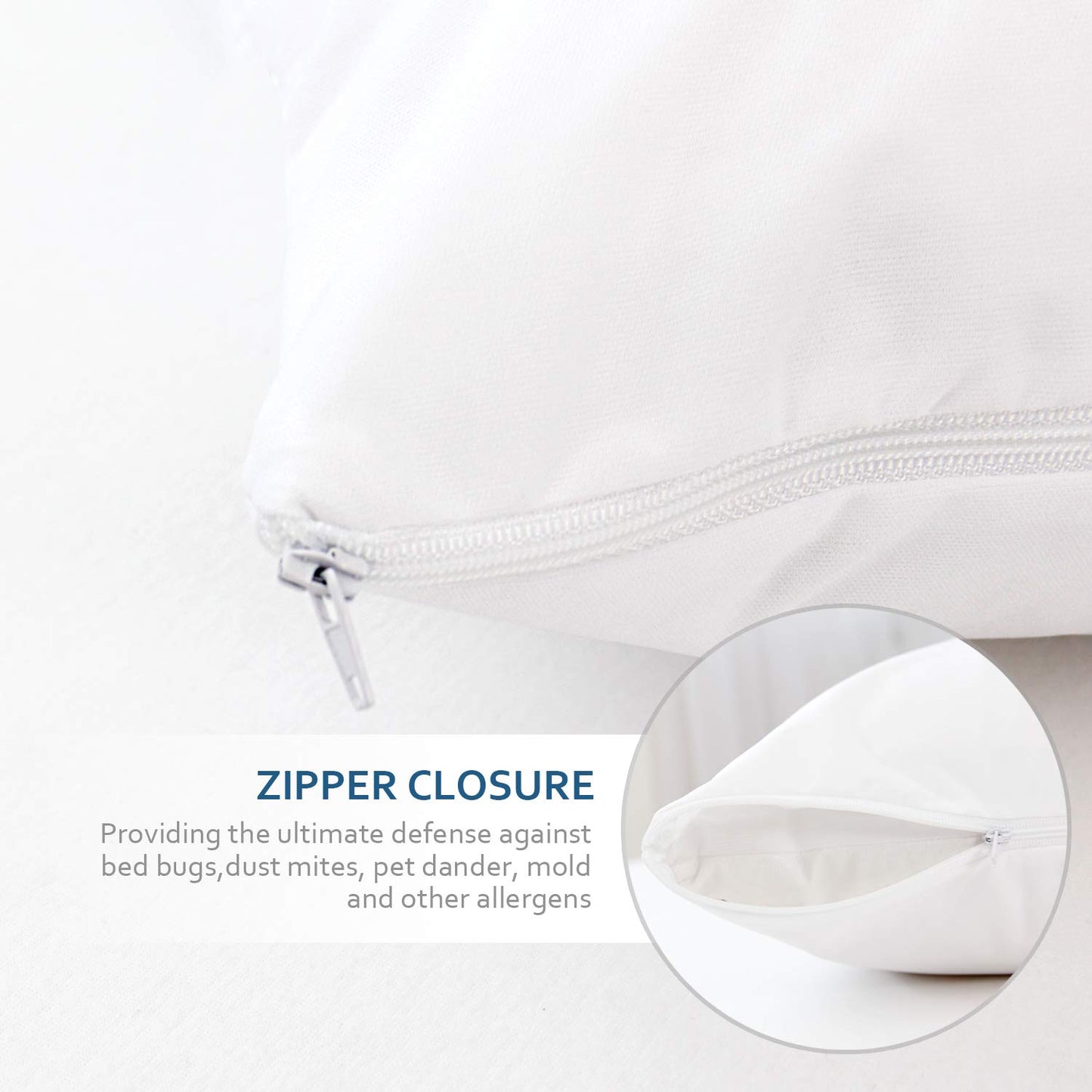 Pillow Protectors Queen 4 Pack, Waterproof Pillow Cover White, Bed Bug Proof Pillow Protector, Zippered Pillow Protectors 20 x 30 inch, Pillow Encasement