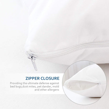 Pillow Protectors Queen 4 Pack, Waterproof Pillow Cover White, Bed Bug Proof Pillow Protector, Zippered Pillow Protectors 20 x 30 inch, Pillow Encasement