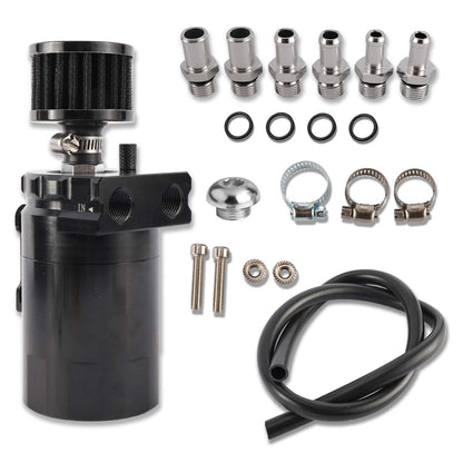 Yaesport Baffled Universal Aluminum Oil Catch Can Reservoir Tank with Breather Filter (300ml, Black)