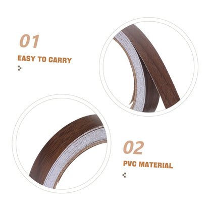 DOITOOL 2 Rolls Wood Grain Adhesive Tape for Cabinet Door Trim Furniture Repair Versatile Edge Banding for