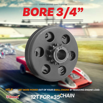 CENTRIFUGAL CLUTCH 3/4" BORE #35 CHAIN 12T FOR GO KART MINI BIKE ENGINE 3/4 BAR 6.5HP GC190 GX120