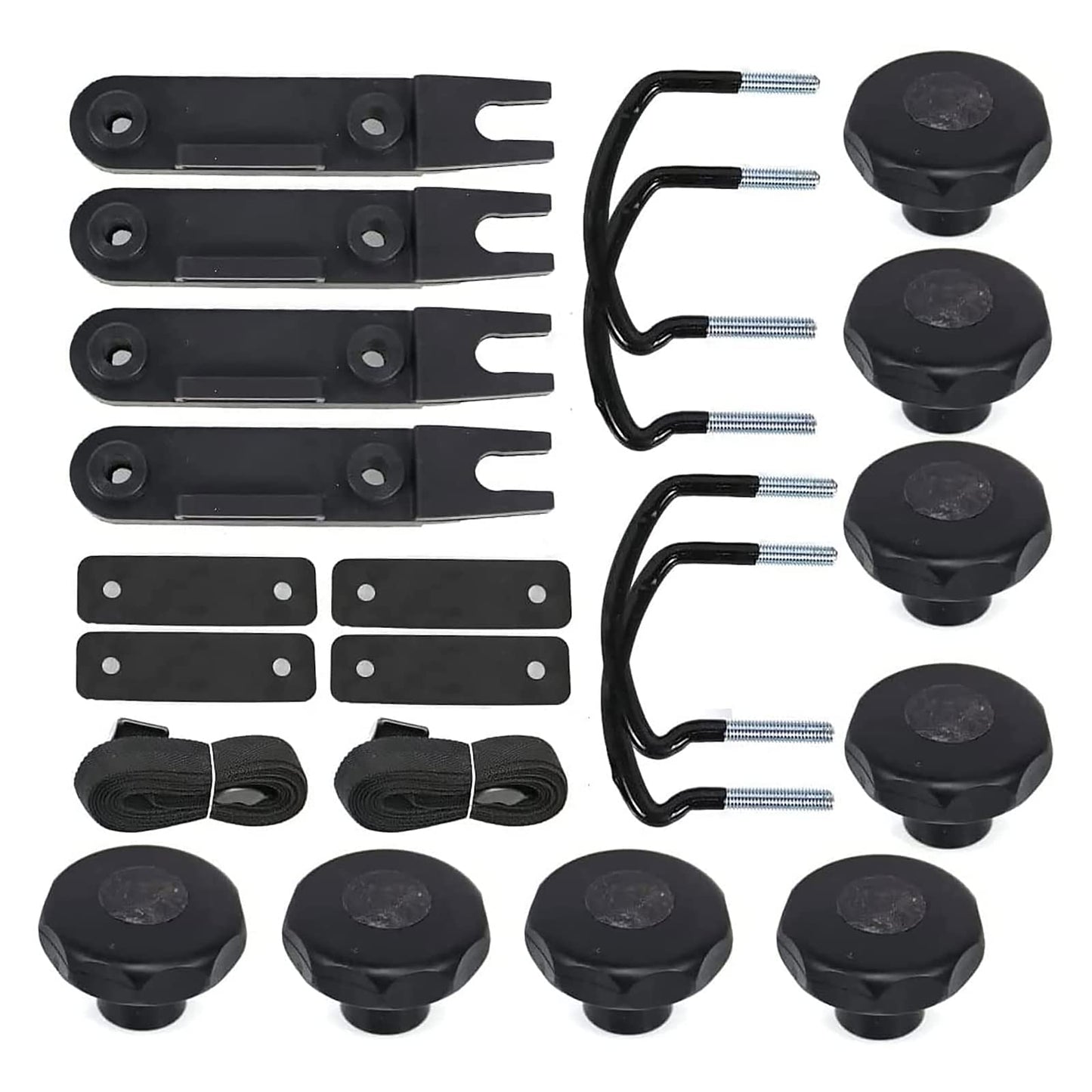 RYANSTAR RACING 4 PCS Stainless Steel Roof Box U-Bolt Clamps Rooftop car Van mounting Accessories U-Bracket mounting Accessories, 85mm Internal Width, with 8 Lock Nuts, 2 Strap Kit for Most Cars