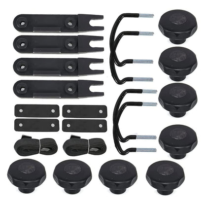 RYANSTAR RACING 4 PCS Stainless Steel Roof Box U-Bolt Clamps Rooftop car Van mounting Accessories U-Bracket mounting Accessories, 85mm Internal Width, with 8 Lock Nuts, 2 Strap Kit for Most Cars